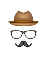 Mustache, Hat, and Glasses isolated on white background vector