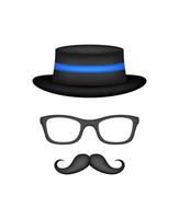 Mustache, Hat, and Glasses isolated on white background vector
