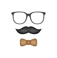 bigote, pajarita y gafas aislado sobre fondo blanco. vector