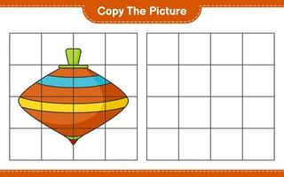 Copy the picture, copy the picture of Whirligig Toy using grid lines. Educational children game, printable worksheet, vector illustration