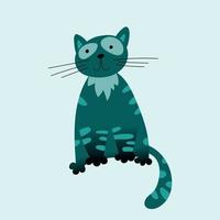 lindo gato de dibujos animados icono gatito sentado solo ilustración vectorial plana vector