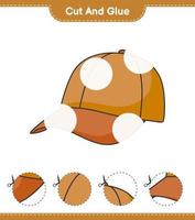 corta y pega, corta partes de la gorra y pégalas. juego educativo para niños, hoja de cálculo imprimible, ilustración vectorial vector