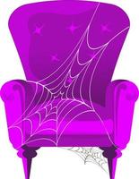 Halloween accessories. Vector illustration violet  armchair witch web .isolated.