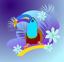 tropical bird. background with toucan and palm leaves.vector vector