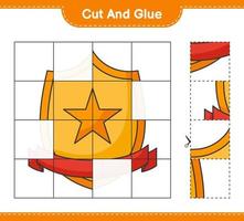 Cut and glue, cut parts of Trophy and glue them. Educational children game, printable worksheet, vector illustration