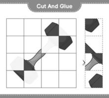 corta y pega, corta partes de mancuernas y pégalas. juego educativo para niños, hoja de cálculo imprimible, ilustración vectorial vector