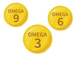 Fish oil capsules. Medicine pills with omega 3 vitamin. vector