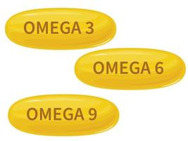 Fish oil capsules. Medicine pills with omega 3 vitamin. vector