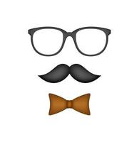 bigote, pajarita y gafas aislado sobre fondo blanco. vector