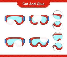 Cut and glue, cut parts of Goggle and glue them. Educational children game, printable worksheet, vector illustration