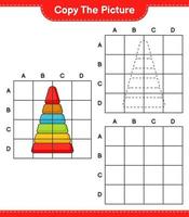 Copy the picture, copy the picture of Pyramid Toy using grid lines. Educational children game, printable worksheet, vector illustration