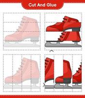 Cut and glue, cut parts of Ice Skates and glue them. Educational children game, printable worksheet, vector illustration