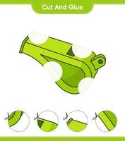 Cut and glue, cut parts of Whistle and glue them. Educational children game, printable worksheet, vector illustration
