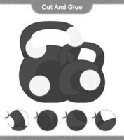 Cut and glue, cut parts of Dumbbell and glue them. Educational children game, printable worksheet, vector illustration