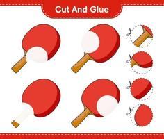 Cut and glue, cut parts of Ping Pong Racket and glue them. Educational children game, printable worksheet, vector illustration