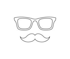 Coloring page with Mustache and Glasses for kids vector