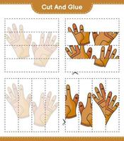 Cut and glue, cut parts of Golf Gloves and glue them. Educational children game, printable worksheet, vector illustration