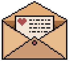 elemento de juego de 8 bits de carta de correo de pixel art sobre fondo blanco vector