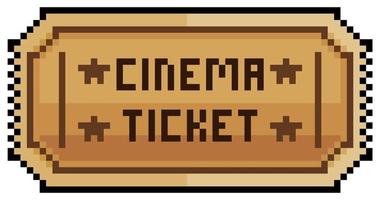 Pixel art movie ticket icon for 8bit game on white background vector