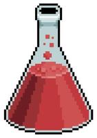 Pixel art Erlenmeyer laboratory flask. Life potion. 8bit game item on white background vector