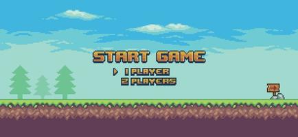 Start game one or two players option pixel design Vector Image