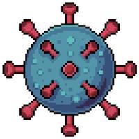 pixel art virus covid 19 epidemia e infección vector icono para juego de 8 bits sobre fondo blanco