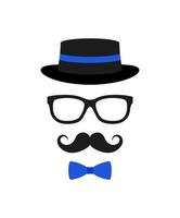 Mustache, Bow Tie, Hat, and Glasses isolated on white background vector