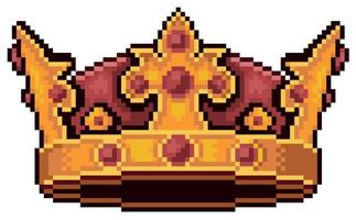 pixel art king crown elemento de juego de 8 bits sobre fondo blanco vector