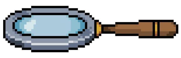 elemento de juego de 8 bits de lupa de pixel art sobre fondo blanco vector