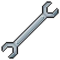 Pixel art wrench spanner tool. 8bit game item on white background vector