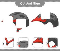 Cut and glue, cut parts of Bicycle Helmet and glue them. Educational children game, printable worksheet, vector illustration