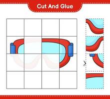 Cut and glue, cut parts of Goggle and glue them. Educational children game, printable worksheet, vector illustration