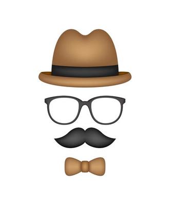 Mustache, Bow Tie, Hat, and Glasses isolated on white background