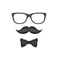 bigote, pajarita y gafas aislado sobre fondo blanco. vector