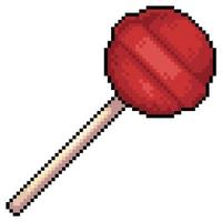 Pixel art lollipop item for game 8bit on white background vector