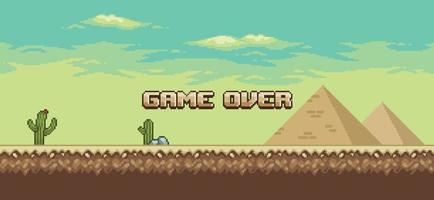 Pixel art desert game landscape  game over 8bit background vector