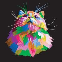 Gato divertido colorido en estilo pop art aislado procedencia negra vector