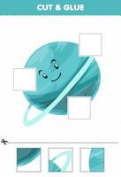 Education game for children cut and glue cut parts of cute cartoon solar system uranus planet and glue them printable worksheet vector