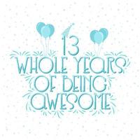 13 Years Birthday and 13 years Anniversary Celebration Typo vector