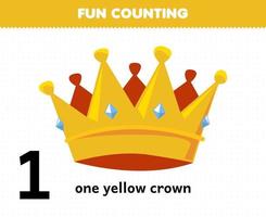 Education game for children fun counting wearable jewelry one yellow crown vector