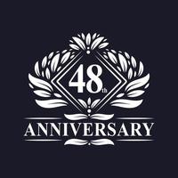 48 years Anniversary Logo, Luxury floral 48th anniversary logo. vector