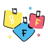 Check out flat sticker of BFF lettering vector