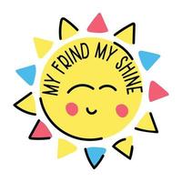 Download cute flat sticker icon of sunshine vector