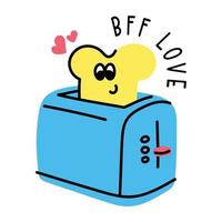 An editable flat sticker of BFF Love vector