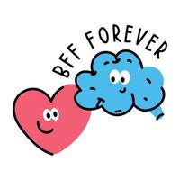 A captivating flat sticker of besties forever vector