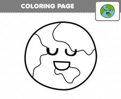 Education game for children coloring page cute cartoon solar system planet printable worksheet vector