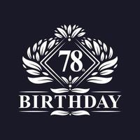 Logo de cumpleaños de 78 años, lujosa celebración de 78 cumpleaños. vector