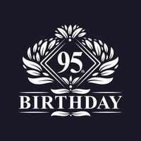 Logotipo de cumpleaños de 95 años, lujosa celebración de 95 cumpleaños. vector