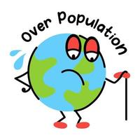 A flat colored icon of world population vector