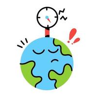 icono de doodle de temperatura de la tierra moderna vector